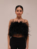 Ostrich Feather Bandeau Top Black