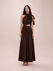 Poplin One-Shoulder Drop-Waist Maxi Dress