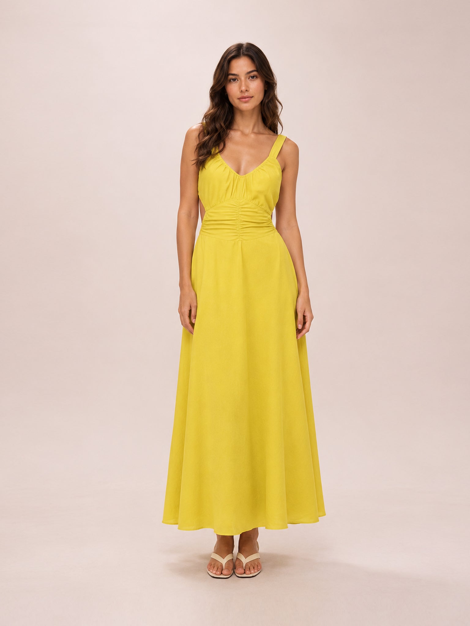Viscose-Linen Cut-Out Maxi Dress