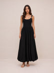 Mixed Media Bubble-Hem Maxi Dress