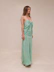 Draped Silk Maxi Dress in Mint