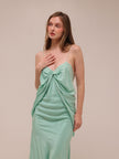 Draped Silk Maxi Dress in Mint
