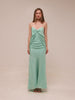 Draped Silk Maxi Dress in Mint