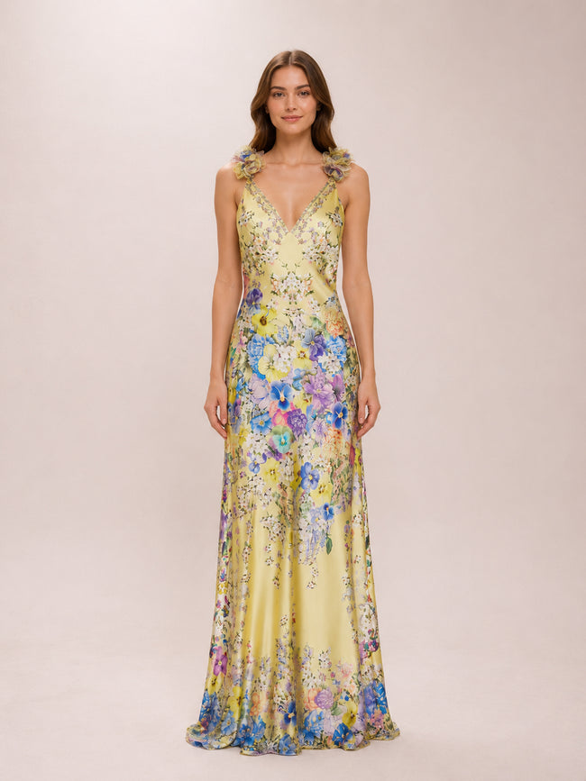 V-neck Maxi Dress in Yellow