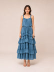 Kandra Tiered Skirt Maxi Dress In Midnight Rain