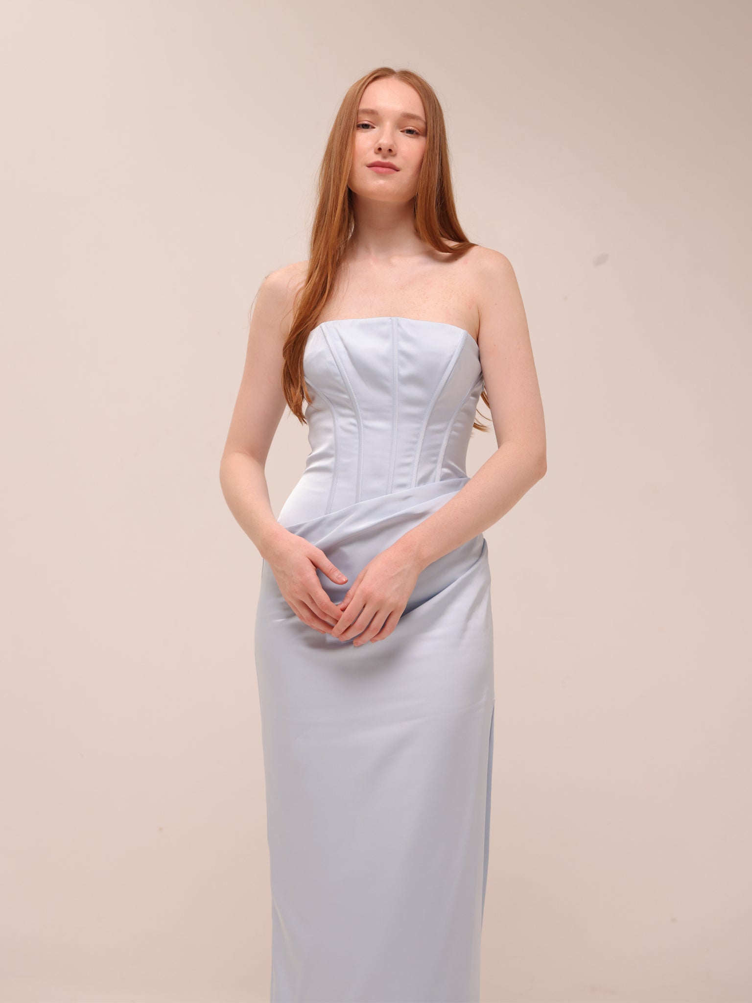 Strapless Corset Column Gown