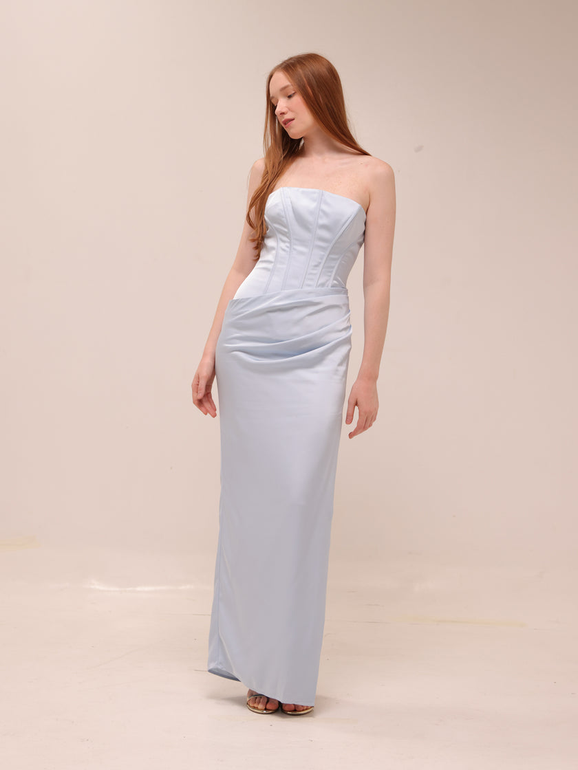 Strapless Corset Column Gown