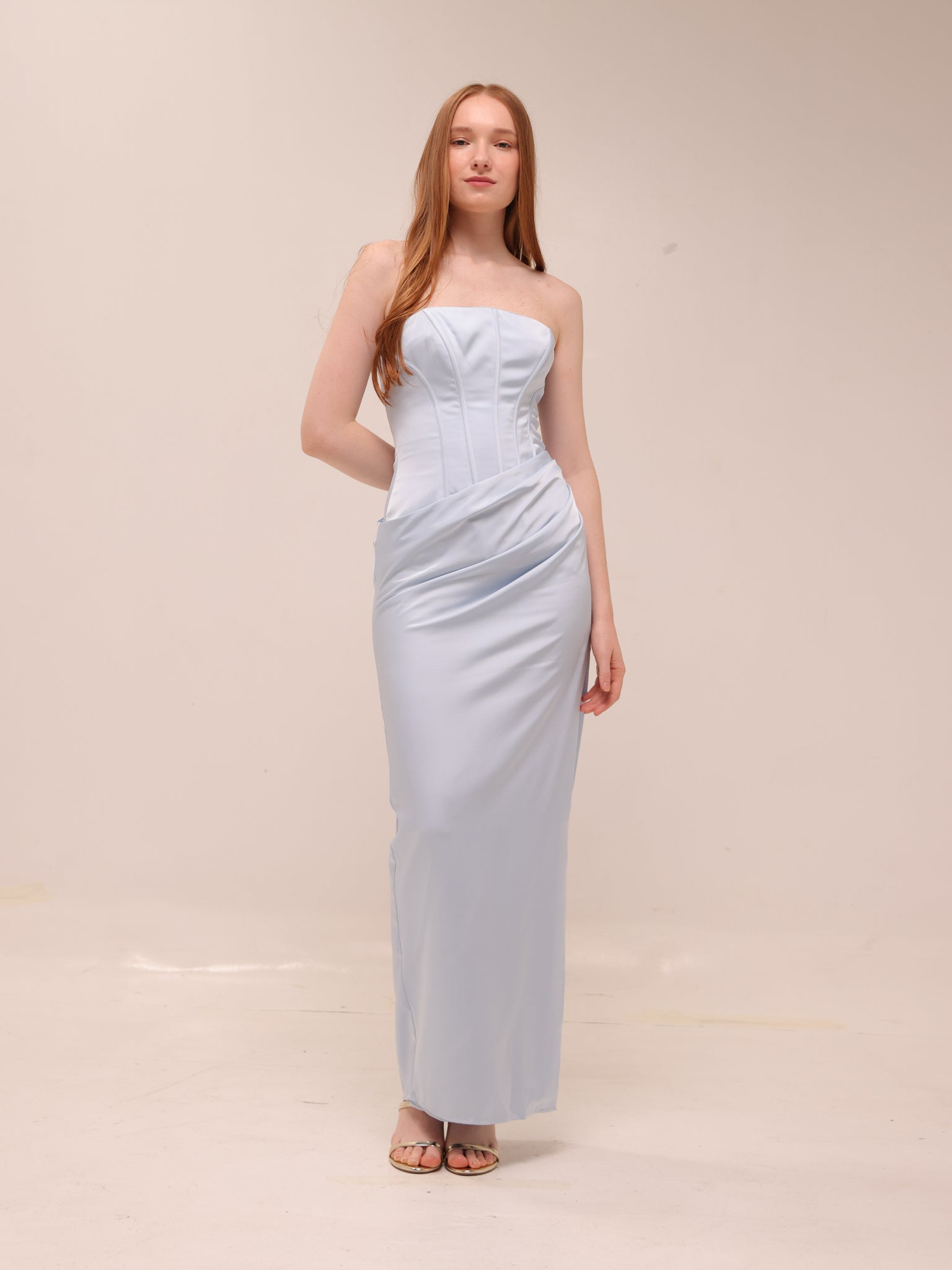 Strapless Corset Column Gown