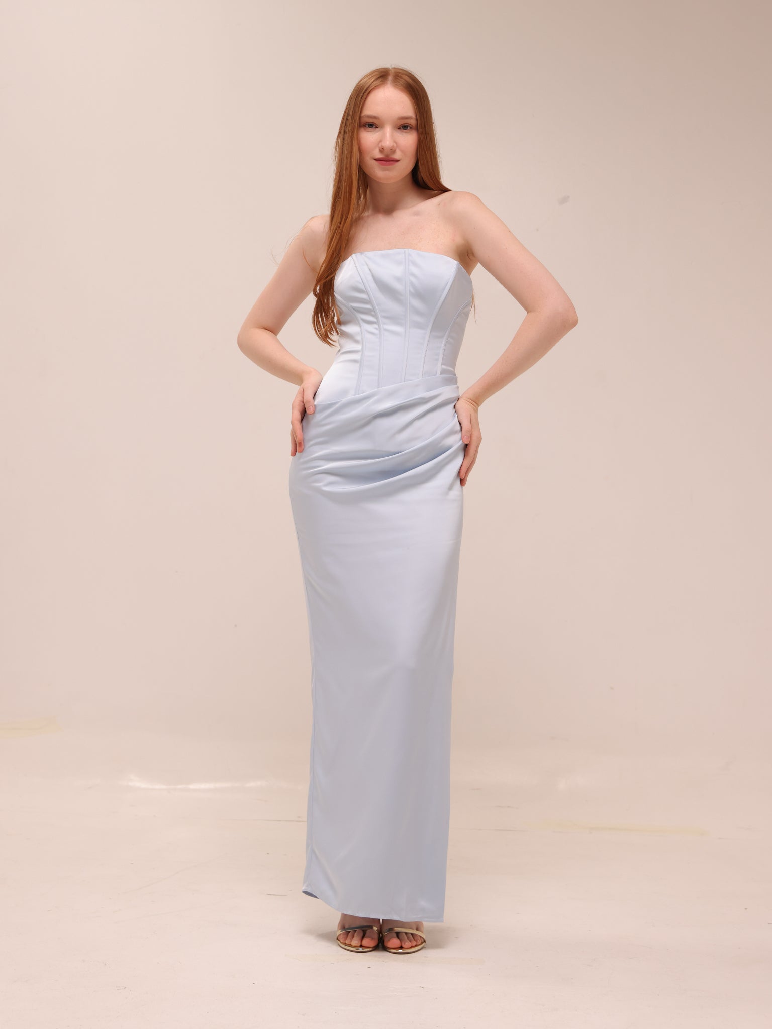 Strapless Corset Column Gown