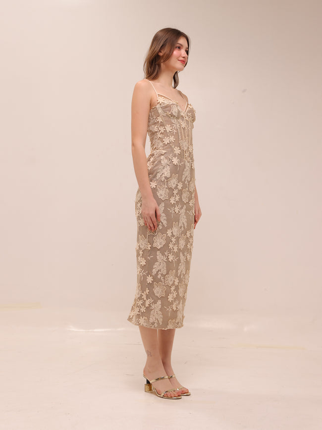 Lace Corset Midi Dress