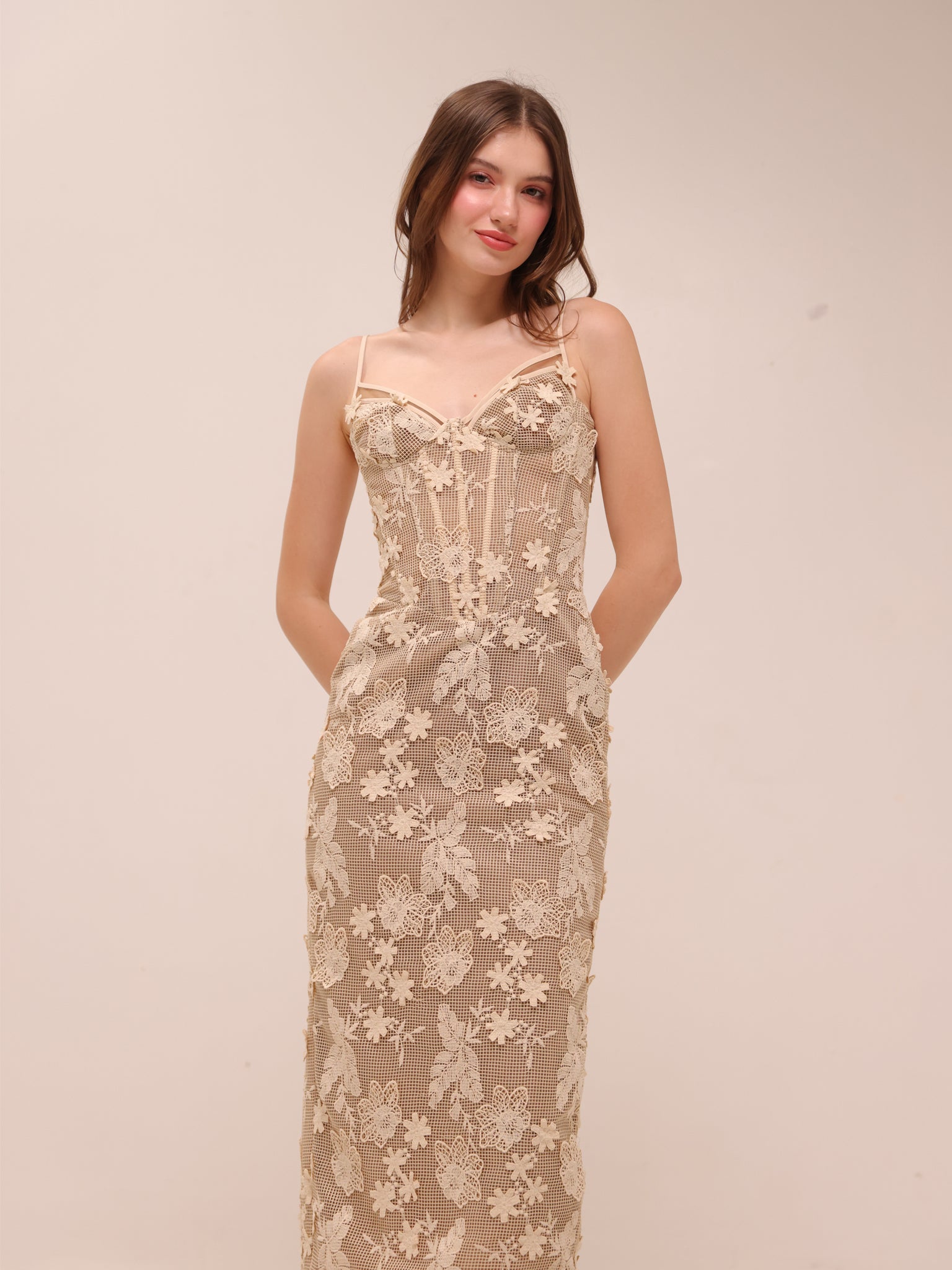 Lace Corset Midi Dress