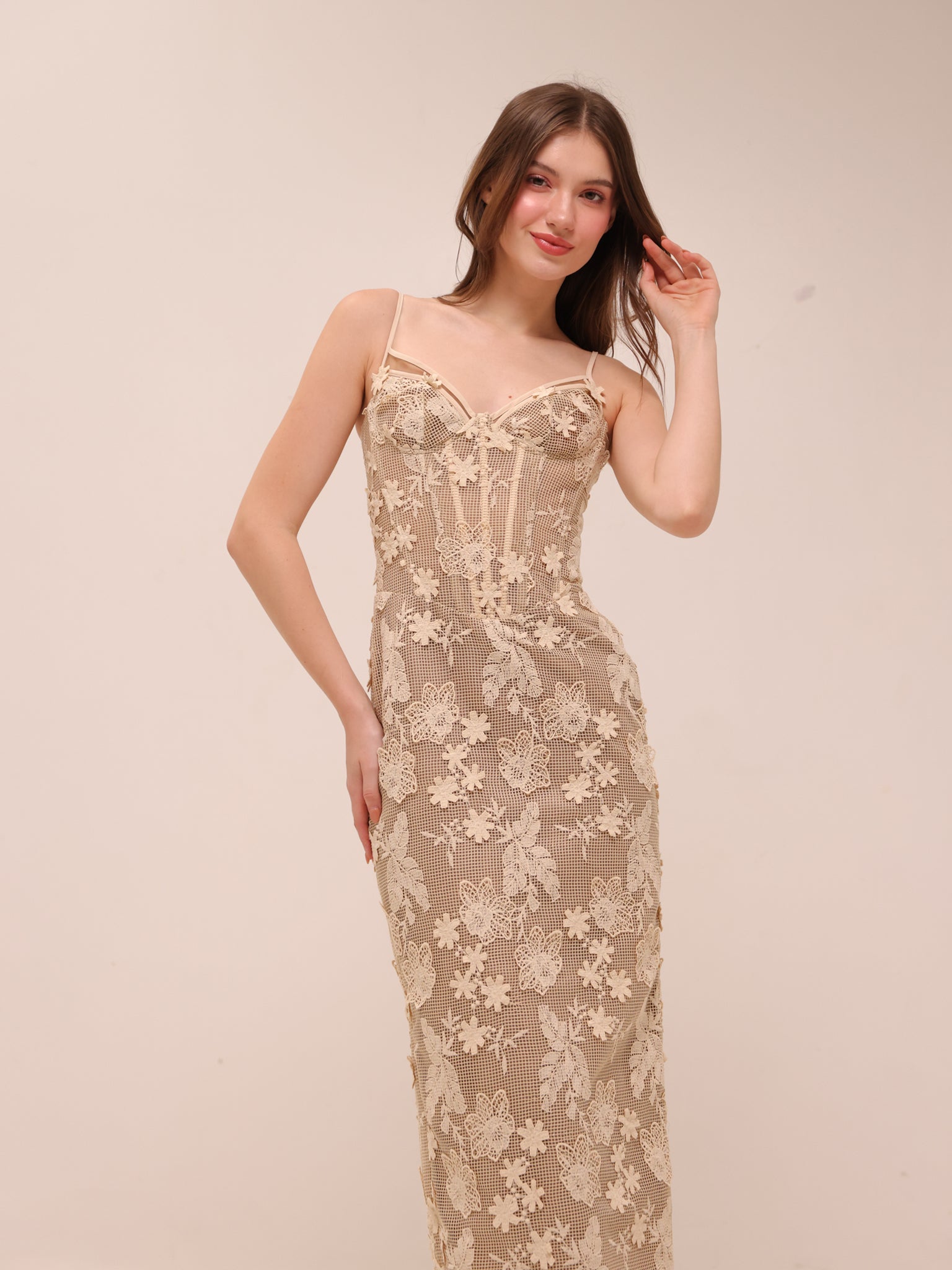 Lace Corset Midi Dress