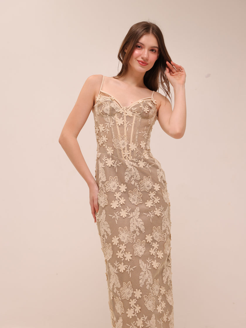 Lace Corset Midi Dress