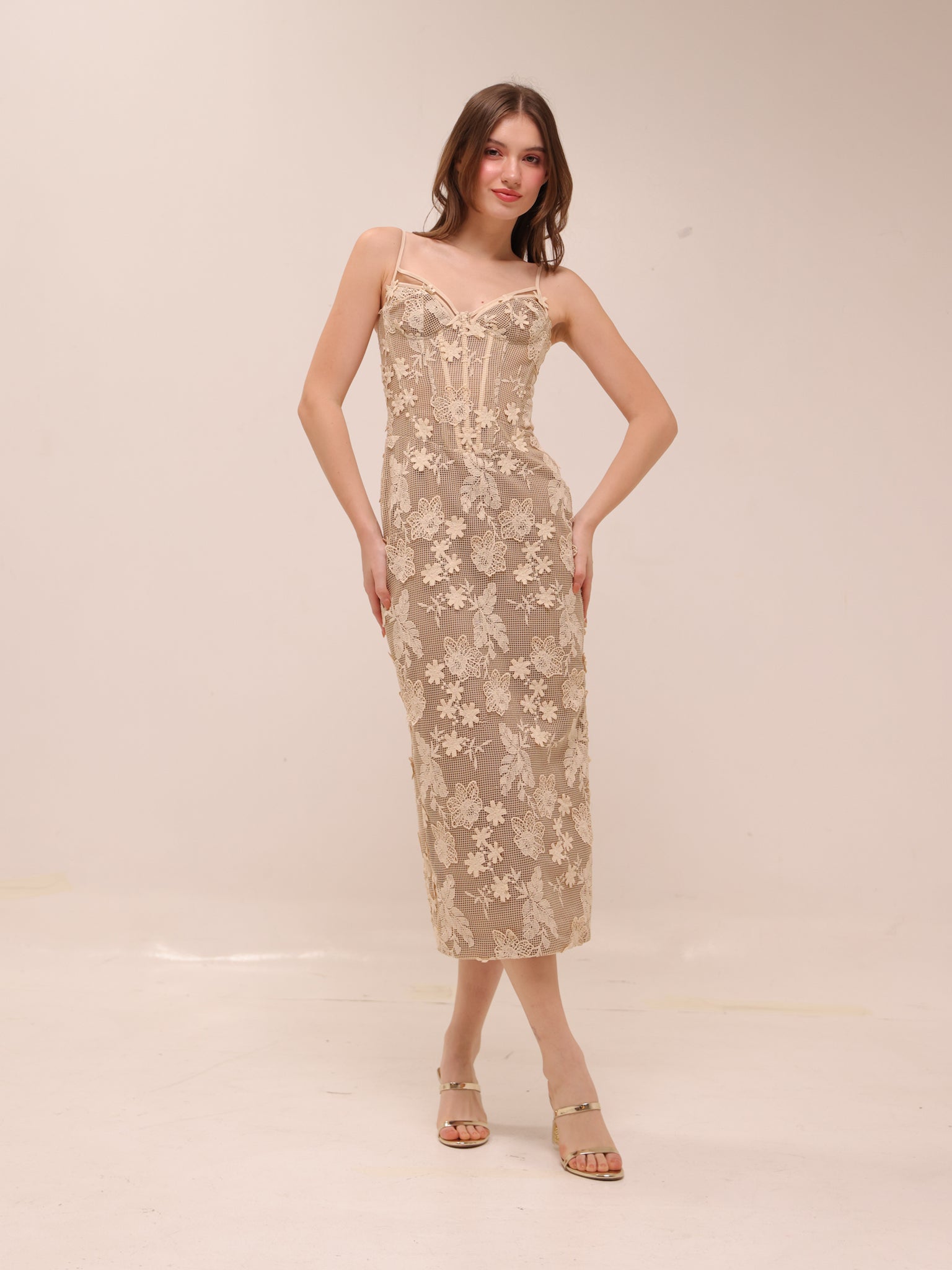 Lace Corset Midi Dress