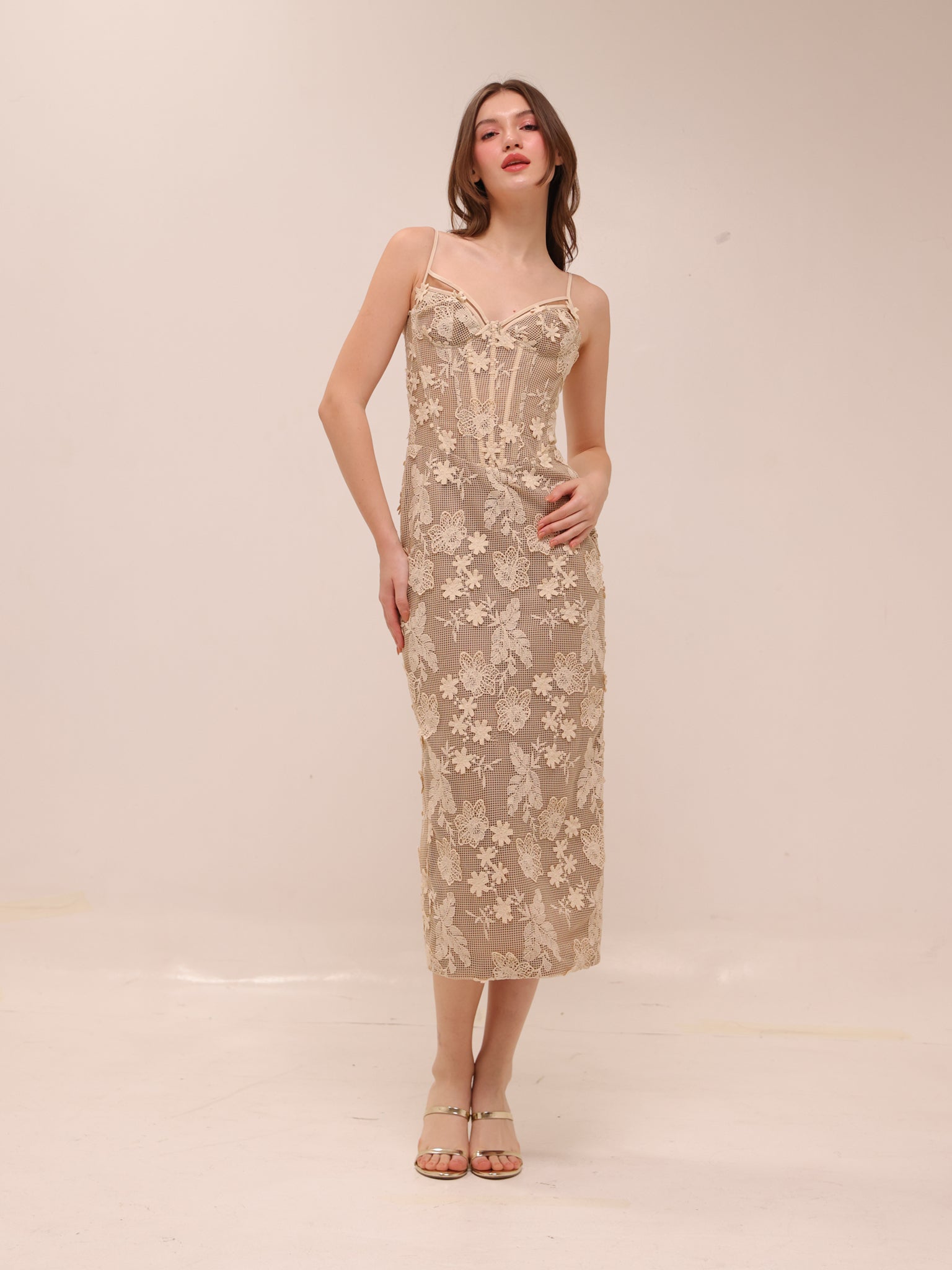 Lace Corset Midi Dress