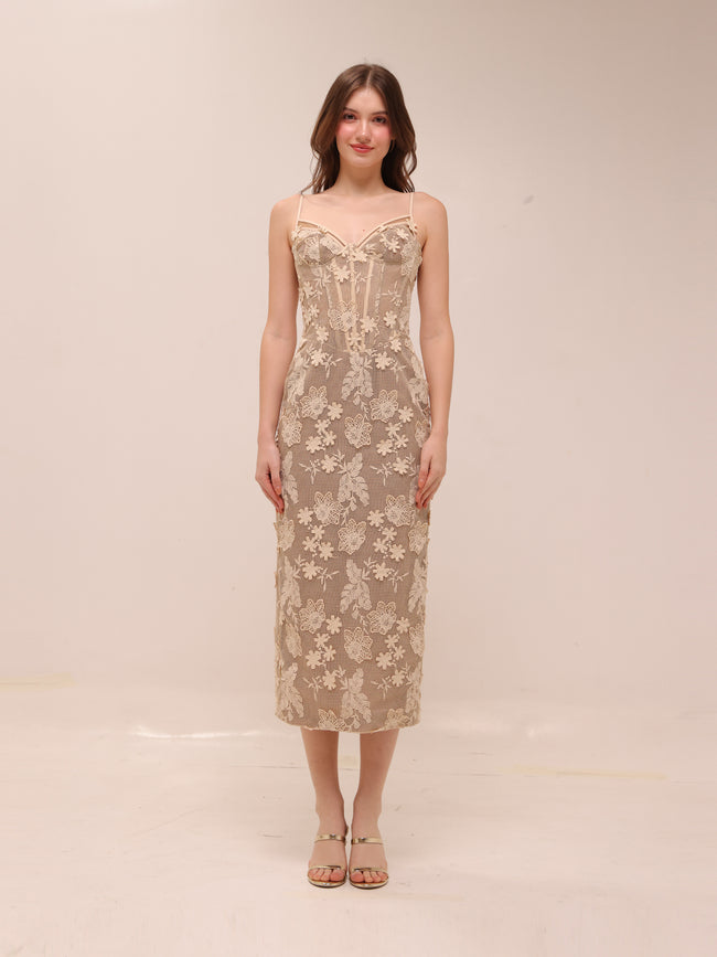 Lace Corset Midi Dress