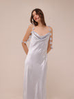 Silk Slip Maxi Dress in Ice Blue