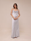Silk Slip Maxi Dress in Ice Blue