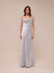 Silk Slip Maxi Dress in Ice Blue
