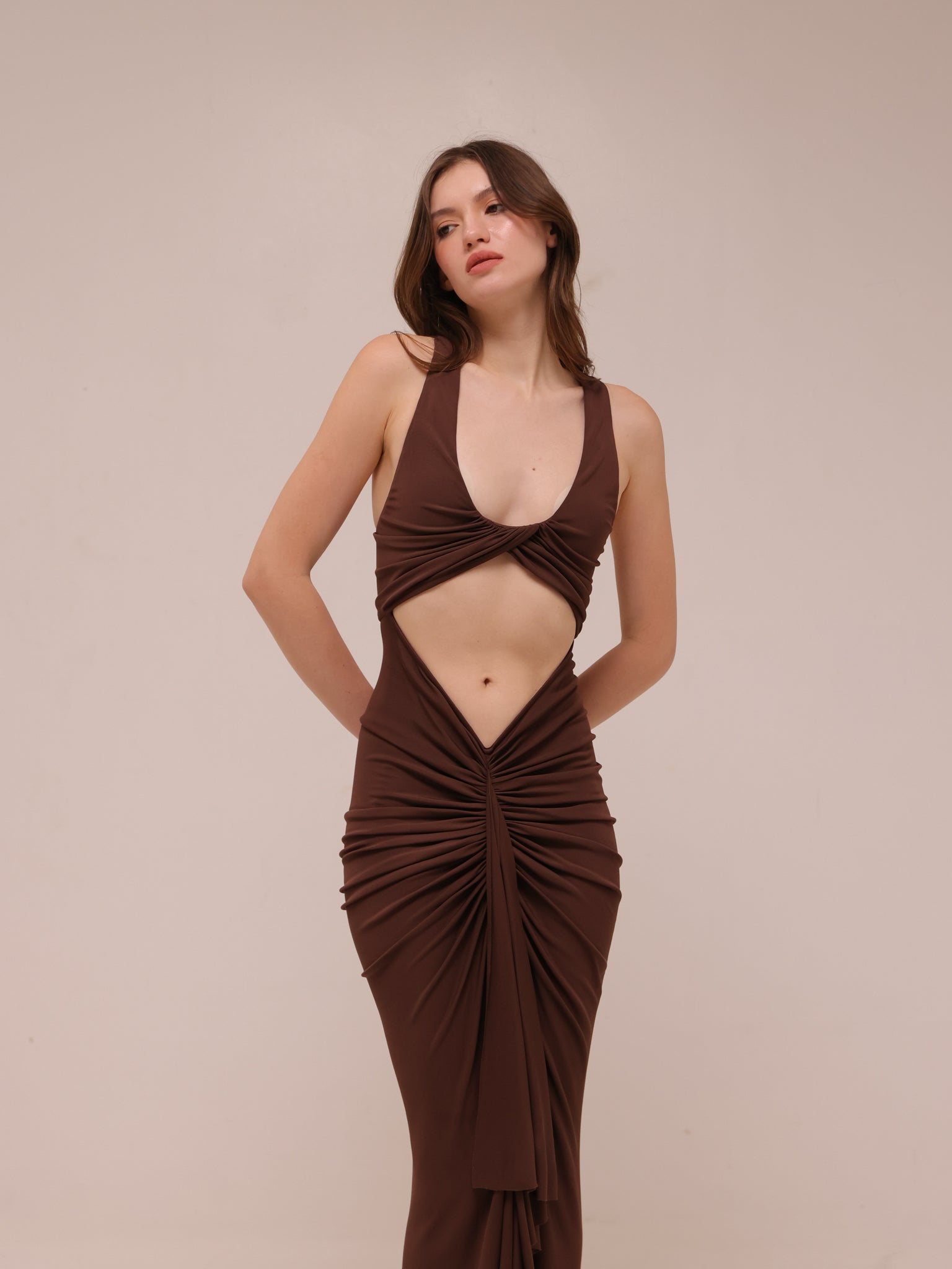 Vivenda Drape Front Dress