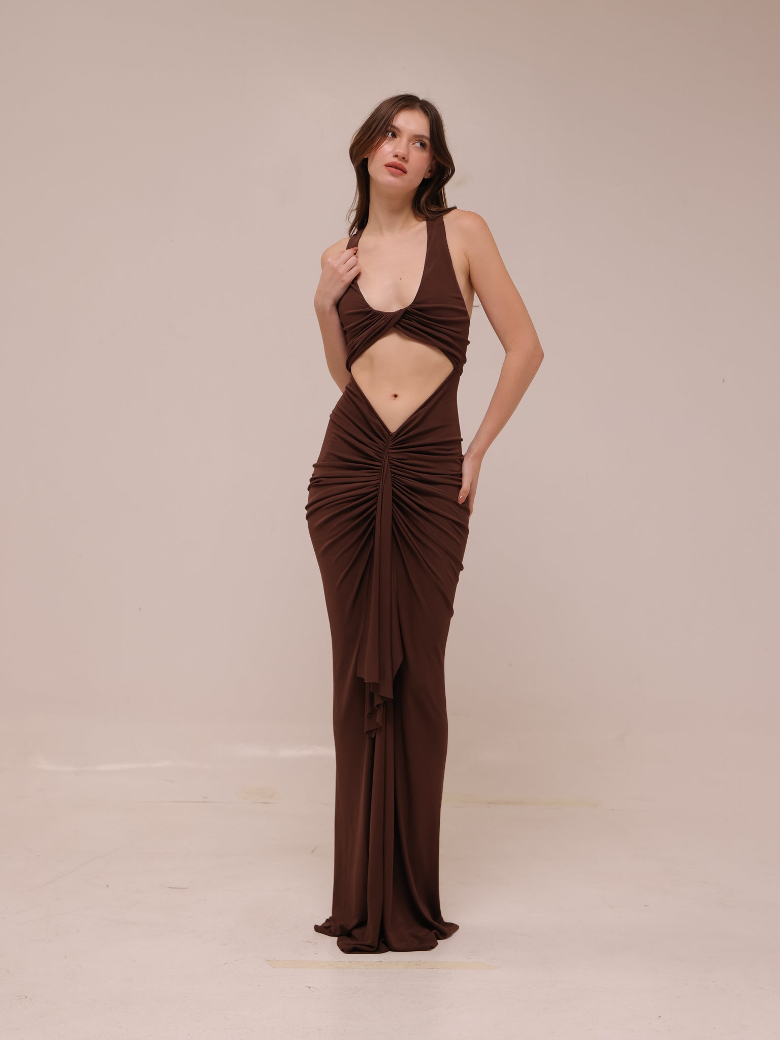 Vivenda Drape Front Dress
