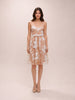 Beige Sequined Floral Spaghetti Strap Dress