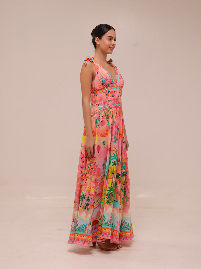 Tie Shoulder Dress Sister Sunset