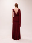 The Solène Drape Maxi Dress in Red