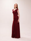 The Solène Drape Maxi Dress in Red