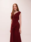 The Solène Drape Maxi Dress in Red
