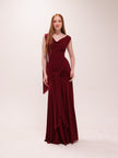 The Solène Drape Maxi Dress in Red