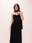 Muse Mesh Halter Gown in Black