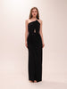 Noir Draped Cut-Out Gown in Black