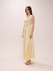 The Solène Drape Maxi Dress in Yellow