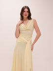 The Solène Drape Maxi Dress in Yellow