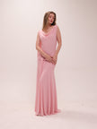 The Solène Drape Maxi Dress in Pink