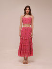 Floral Crop Ruched Scalloped Tank Pink & Skirt