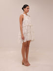 White Eyelet A-Line Ruffle Tiered Boho Indie