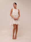 White Eyelet A-Line Ruffle Tiered Boho Indie