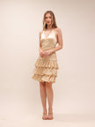 Gold Tiered Halter Mini Dress