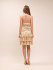 Gold Tiered Halter Mini Dress