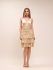 Gold Tiered Halter Mini Dress