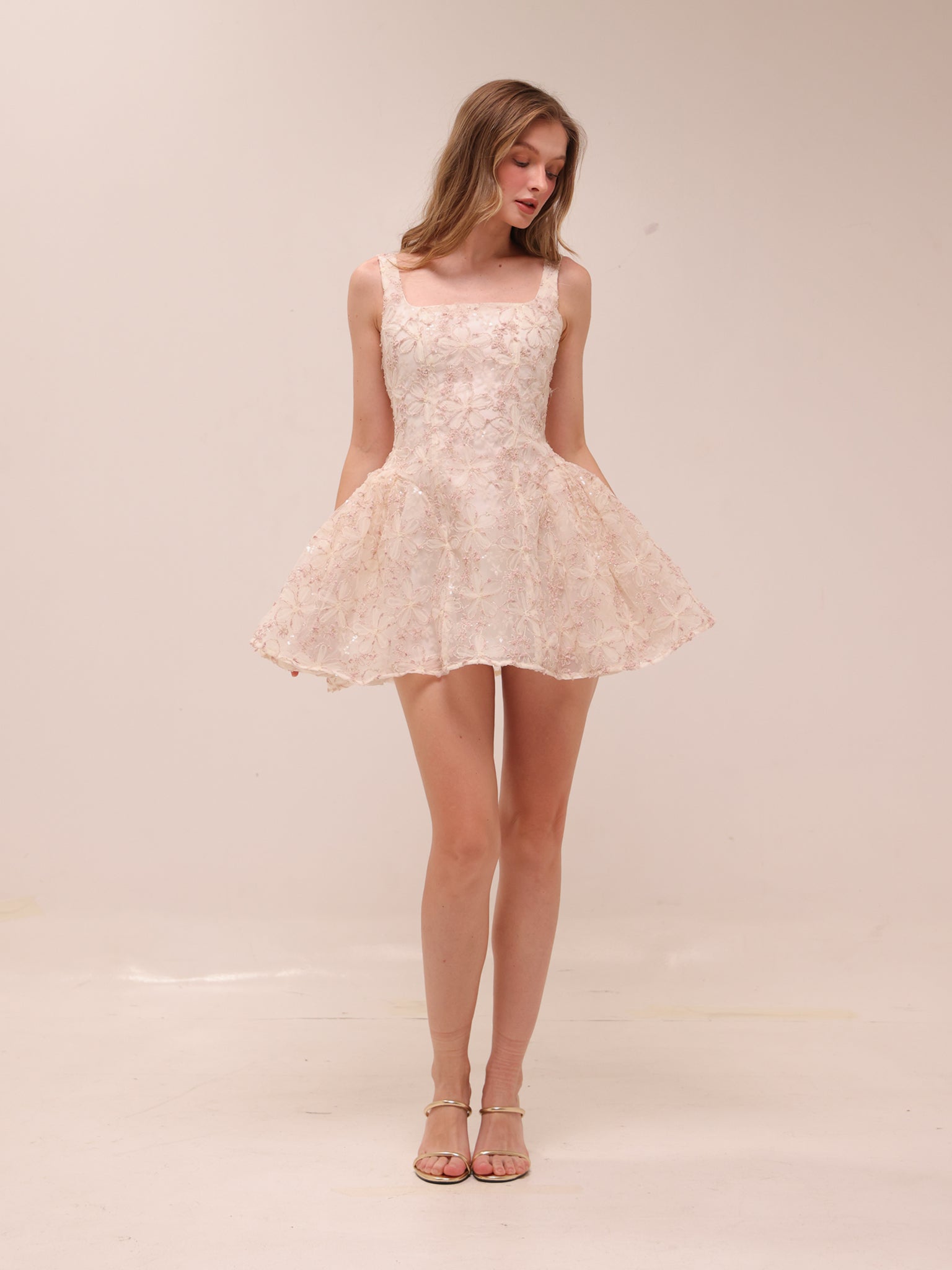 Rosette Tulle Mini Dress Pink