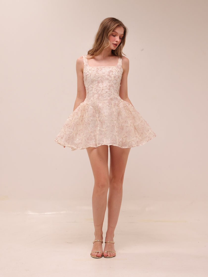 Rosette Tulle Mini Dress Pink
