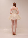 Rosette Tulle Mini Dress Cream