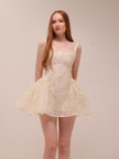 Rosette Tulle Mini Dress Cream