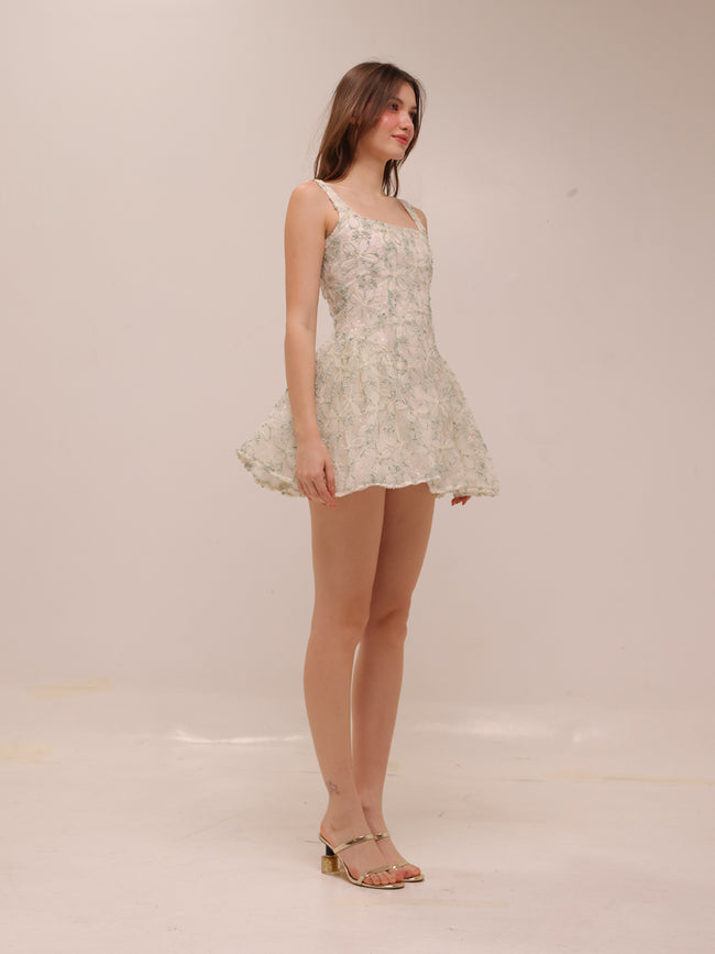 Rosette Tulle Mini Dress Sage