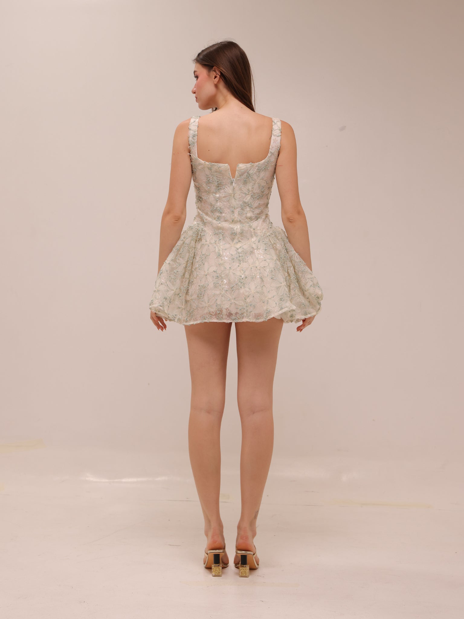 Rosette Tulle Mini Dress Sage