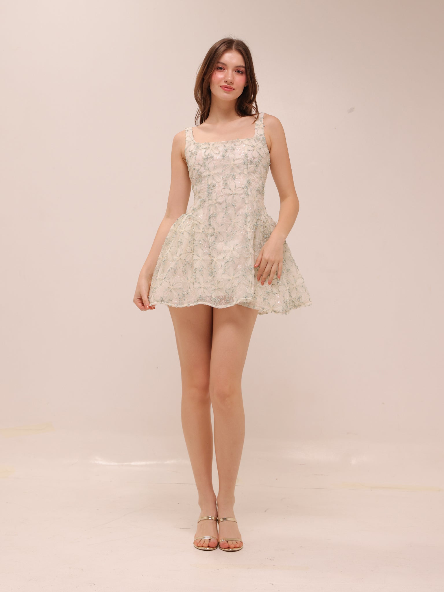 Rosette Tulle Mini Dress Sage