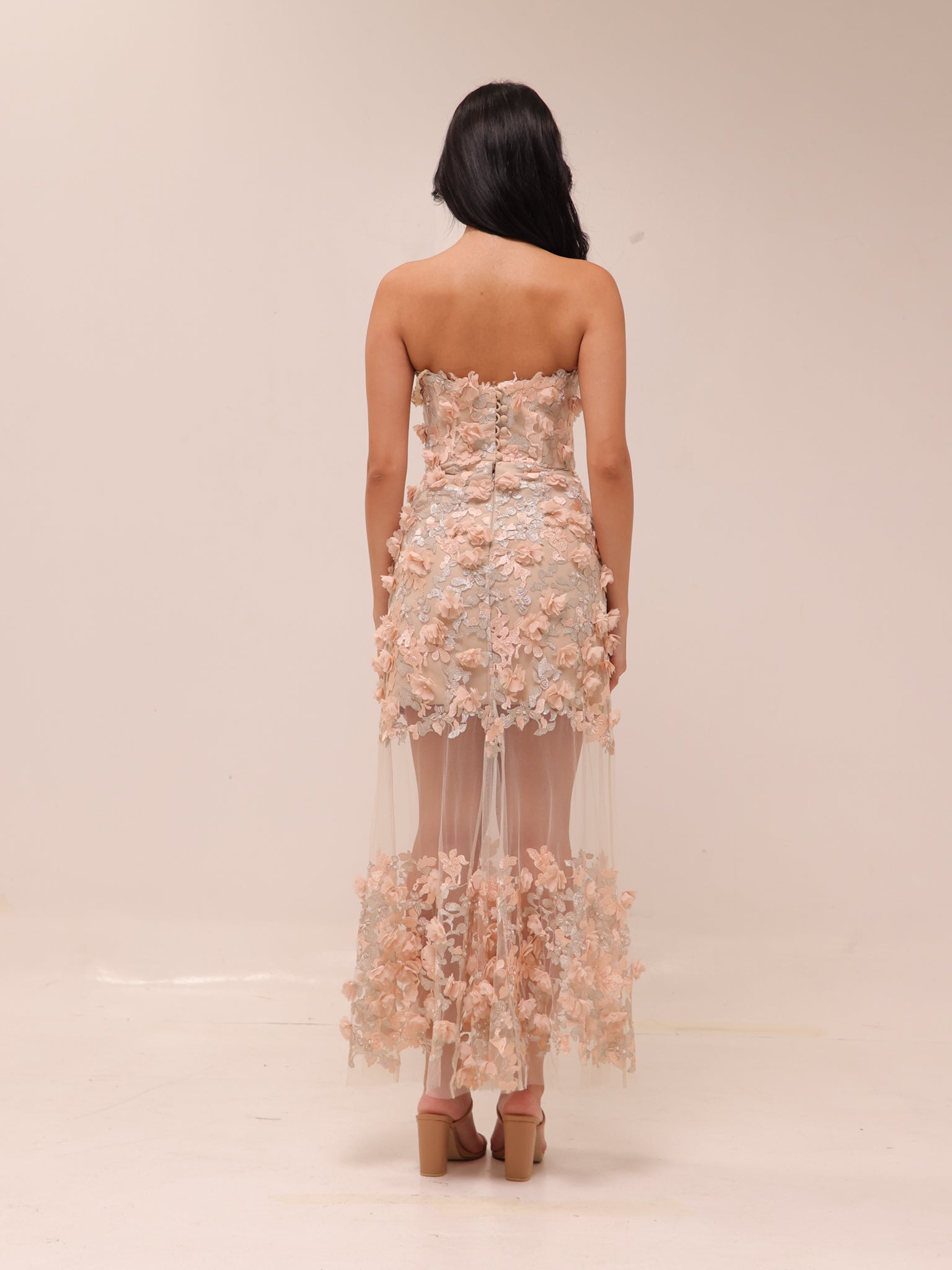 Kai Floral Strapless Midi Dress